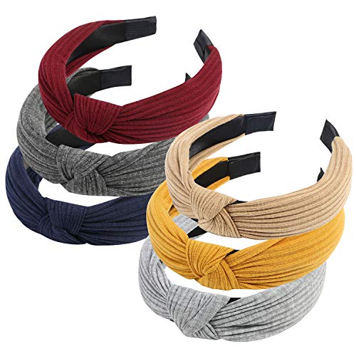 URAQT Haarreif, 6 Stück Haarreifen Damen, Vintage Haarband, Headband knoten Warp, Breit Retro Stirnband Haarreifen, Stoff Haarreif für Frauen Mädchen Lieferungen von URAQT