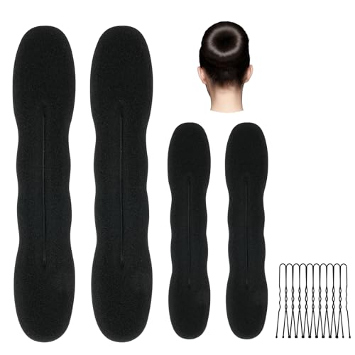 URAQT Hair Bun Maker, 5 Stück Haare Frisuren Set, Haarknotenmacher Haar Styling Donut Brötchen, Schwamm Clips Haar Styling Donut Brötchen Haar Lockenwickler Tools für Frau Mädchen damen Kinder Ballet von URAQT