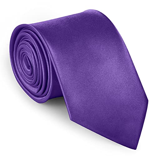 URAQT Herren Krawatten, Satin Elegant Krawatte 8 cm für Herren, Klassische Hochzeit Krawatte für Büro oder Festliche Veranstaltungen (Violett) von URAQT