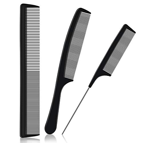 URAQT Kit Haarkamm, 3pcs Professioneller Friseur Kamm, Barbier Haarstyling Salon Kamm Hitzebeständiger Antistatischer Kamm Nadelstielkamm Carbon Kamm, Hair Comb für Männer und Frauen von URAQT