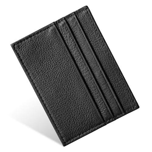 URAQT Leder Kartenetui, Kreditkartenetui, Magic Wallet Geschenk, Unisex, Schwarz (Basis-Modell) von URAQT