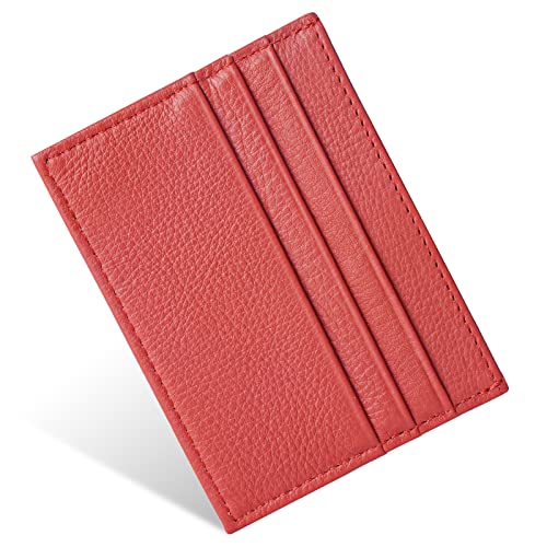 URAQT Leder Kartenetui, Kreditkartenetui, Leder Geldbörse, Magic Wallet Geschenk Leder Wallet, Unisex (Rot) von URAQT