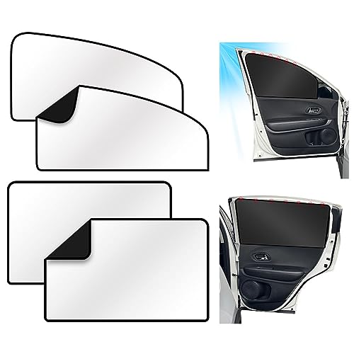 URAQT Sonnenschutz Auto, 4er Set Silber Seitenscheibe Auto Sonnenschutz Baby Kinder, Magnetisch Sonnenblende Auto mit UV Schutz Hitzeschutz, Autofenster Sonnenschutz Verdunkelung Fenster von URAQT