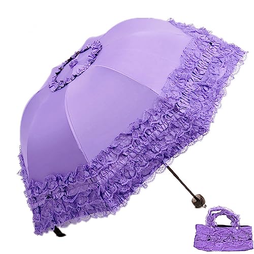 Lila Spitze Sonnenschirm UV Schutz Sonne Strand Regenschirm für Gothic Lolita Cosplay Hochzeit Party von URAWESO