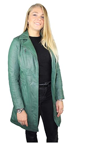 URBAN 5884 Damen Janice Frauen Lederjacke Elegante Jacke aus weichem Lammfell f r Damen Langes Modell, Grün, S EU von URBAN 5884