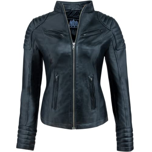 URBAN 5884 Damen Angelina Lederjacke, Jacke Aus Echtem Lammfell, Kurz Und Enganliegend, Glattes Weiches Leder, Schwarz, XXL EU von URBAN 5884