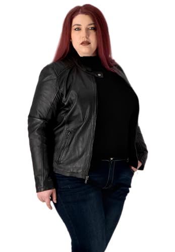 URBAN 5884 Damen Lederjacke RILEY, Echtes Lammfell Jacke für Plus Size Langlebig und weich im Griff, Schwarz, 42 von URBAN 5884