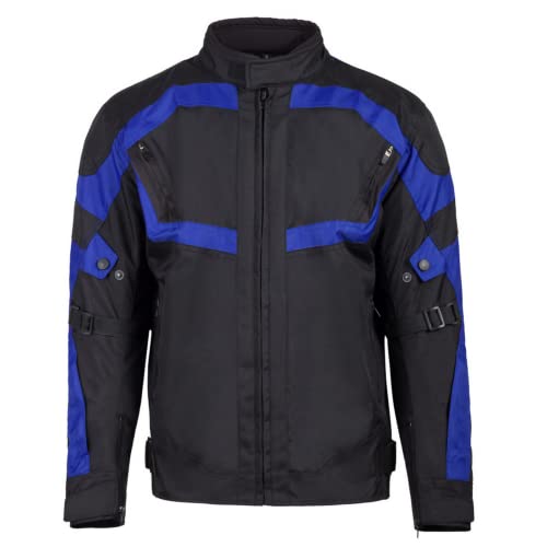 URBAN 5884 Herren Motorradjacke aus Cordura, wasser- und winddicht, Motorradjacke für alle 4 Jahreszeiten mit herausnehmbarem Thermofutter, Schwarz/Blau, 4XL von URBAN 5884