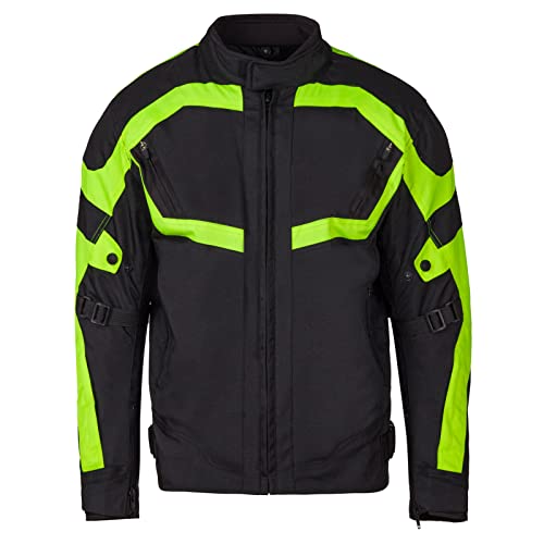 URBAN 5884 Herren Motorradjacke aus Cordura, wasser- und winddicht, Motorradjacke für alle 4 Jahreszeiten mit herausnehmbarem Thermofutter, Schwarz/Gelb, 3XL von URBAN 5884