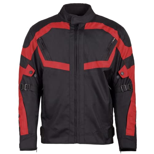 URBAN 5884 Herren Motorradjacke aus Cordura, wasser- und winddicht, Motorradjacke für alle 4 Jahreszeiten mit herausnehmbarem Thermofutter, Schwarz/Rot, 3XL von URBAN 5884