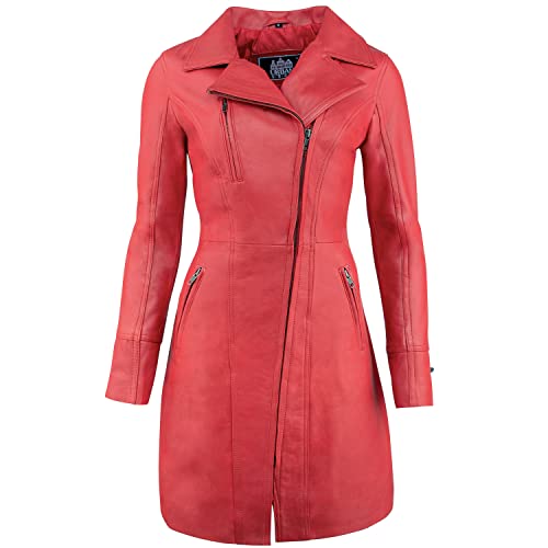 URBAN 5884 JANICE Ladies | Frauen Lederjacke | Elegante Jacke aus weichem Lammfell für Damen, Langes Modell |Rot |4XL von URBAN 5884