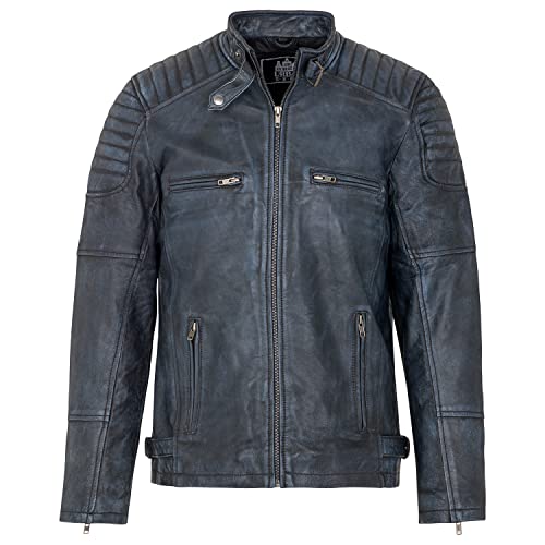 URBAN 5884 Men's RALF, Lederjacke Herren Echtleder Weich und Strapazierfähig, Denim, 4XL von URBAN 5884