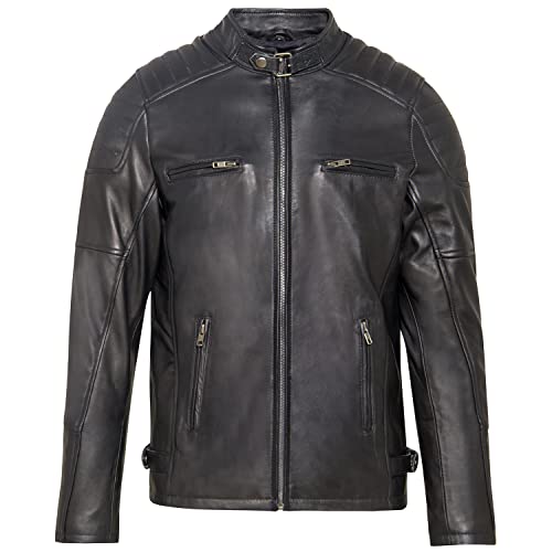 URBAN 5884 Men's RALF, Lederjacke Herren Echtleder Weich und Strapazierfähig, Schwarz, 3XL von URBAN 5884