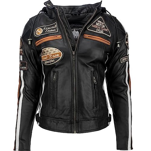 URBAN 5884 Motorradjacke Damen Mit Protektoren 58-BIKER, Damenjacke aus Lammleder, Protektoren für Rücken, Schultern und Ellenbogen, Schwarz, 4XL von URBAN 5884