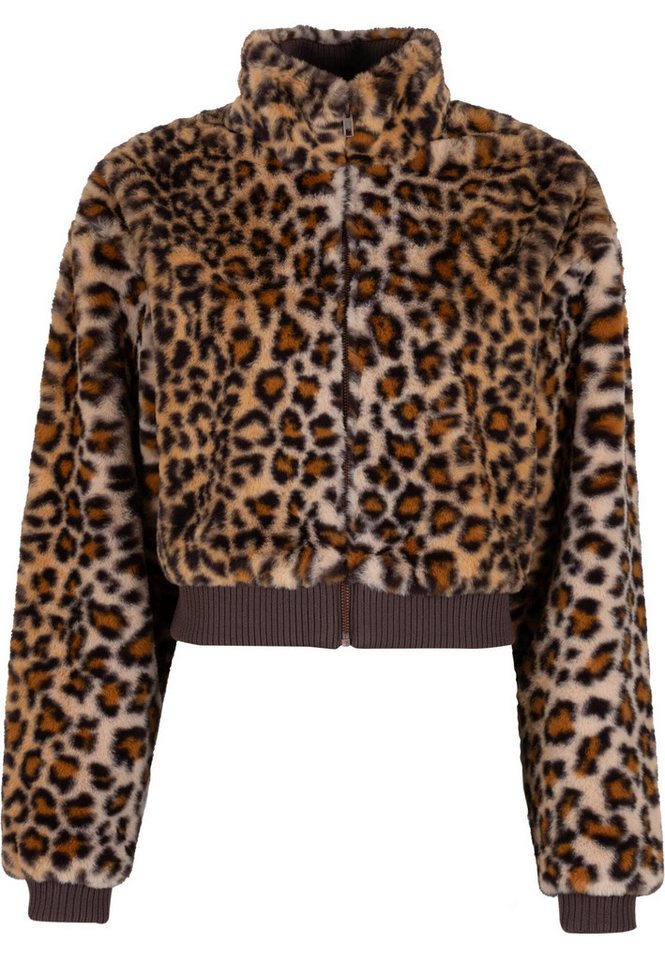 URBAN CLASSICS Allwetterjacke Urban Classics Ladies Cropped Faux Fur Leo Jacket (1-St) von URBAN CLASSICS