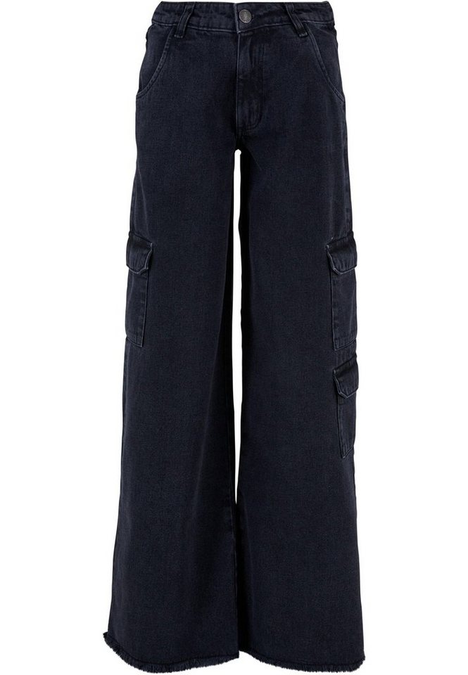 URBAN CLASSICS Bequeme Jeans Urban Classics Damen Ladies Mid Waist Cargo Denim Pants von URBAN CLASSICS