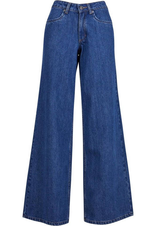 URBAN CLASSICS Bequeme Jeans Urban Classics Damen Ladies Mid Waist Wide Denim von URBAN CLASSICS