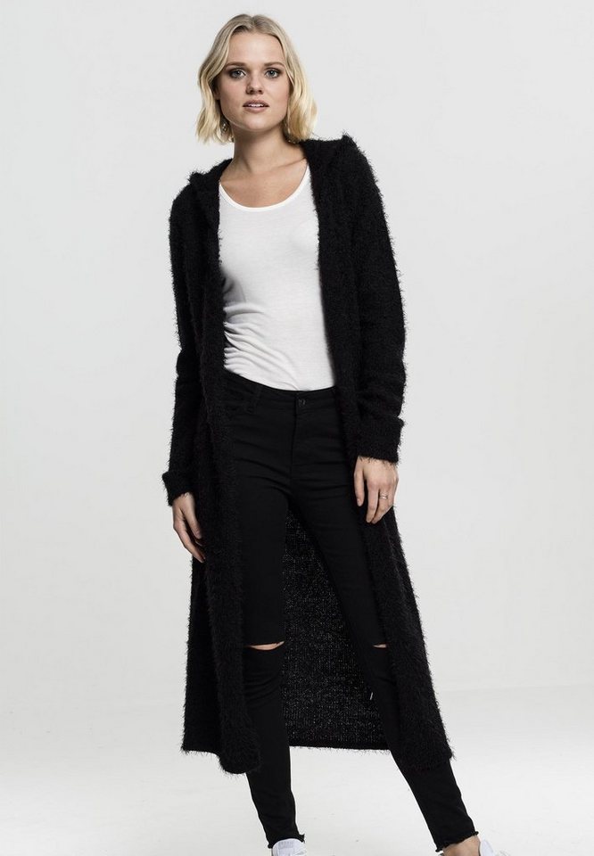 URBAN CLASSICS Cardigan Damen Hooded Feather Cardigan mit lässiger Kapuze von URBAN CLASSICS