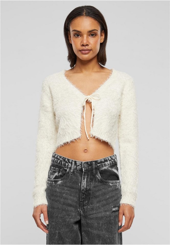 URBAN CLASSICS Cardigan Ladies Tied Cropped Feather Cardigan von URBAN CLASSICS