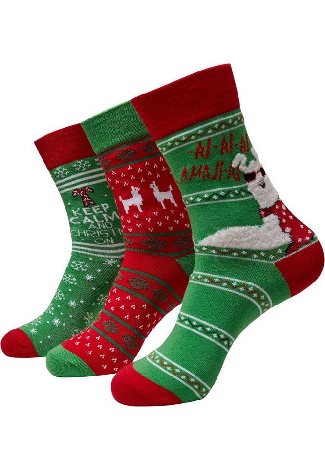 URBAN CLASSICS Freizeitsocken Unisex Christmas Lama Socks 3-Pack (1-Paar) von URBAN CLASSICS