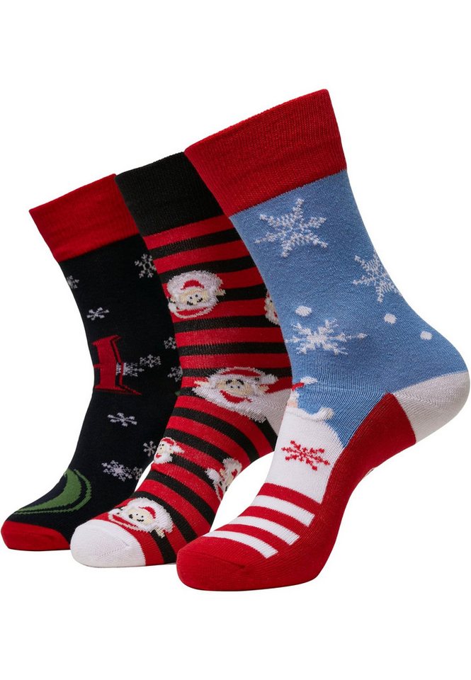 URBAN CLASSICS Basicsocken Urban Classics Unisex Santa Ho Christmas Socks 3-Pack (1-Paar) von URBAN CLASSICS