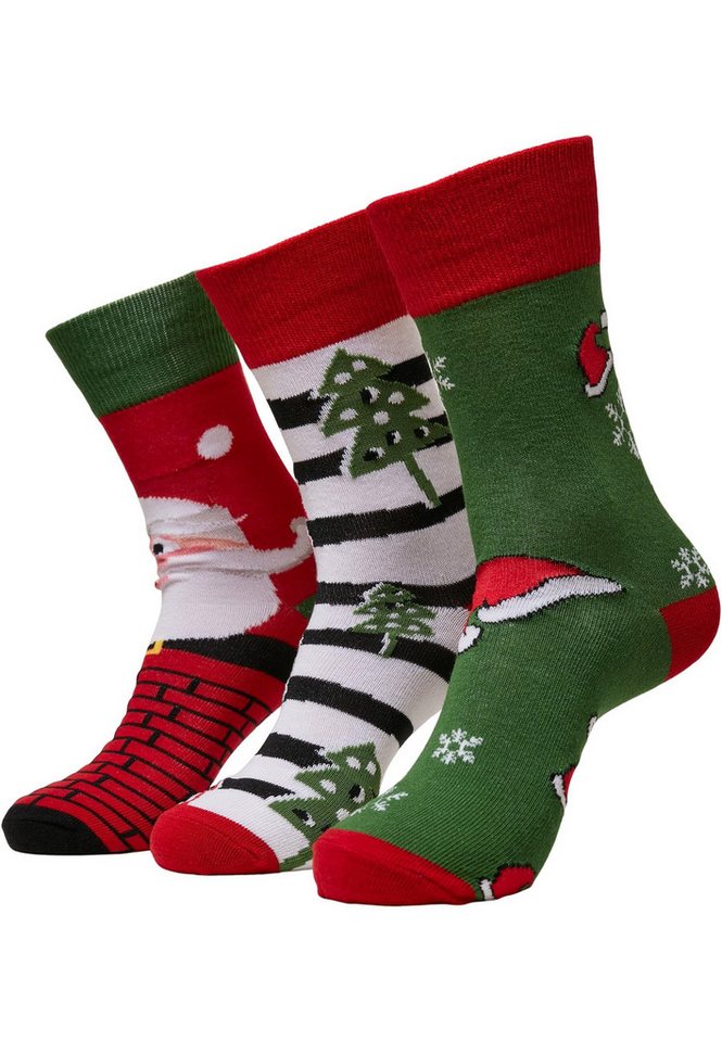 URBAN CLASSICS Basicsocken Urban Classics Unisex Stripe Santa Christmas Socks 3-Pack (1-Paar) von URBAN CLASSICS