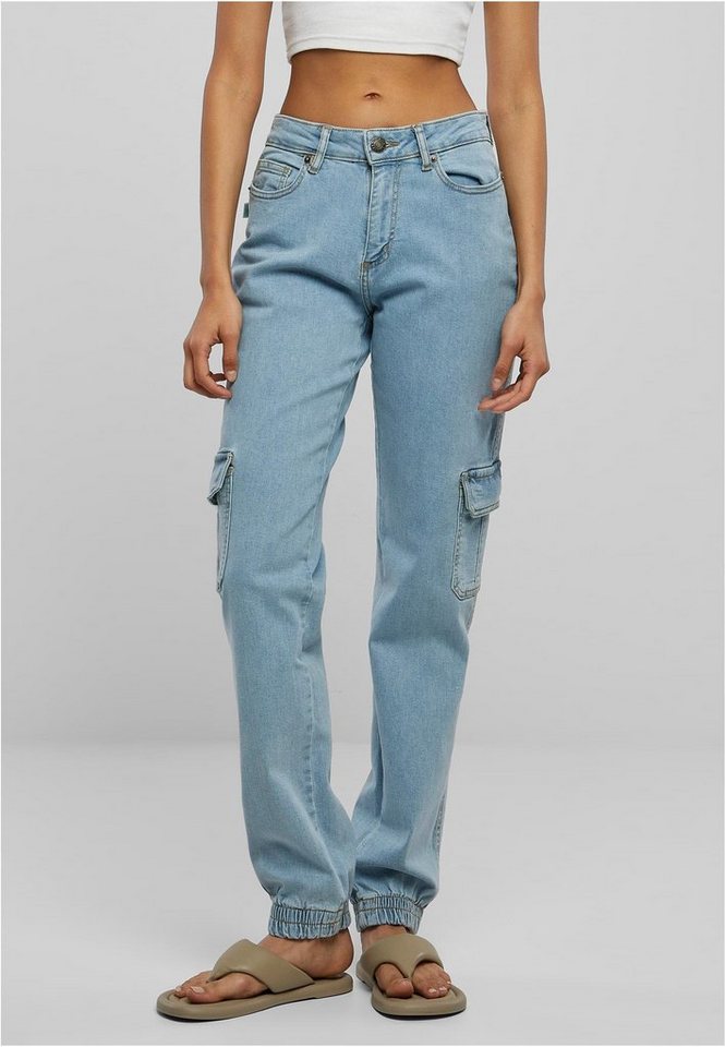 URBAN CLASSICS Funktionshose Ladies Organic Stretch Denim Cargo Pants Frauen Cargo-Hose von URBAN CLASSICS