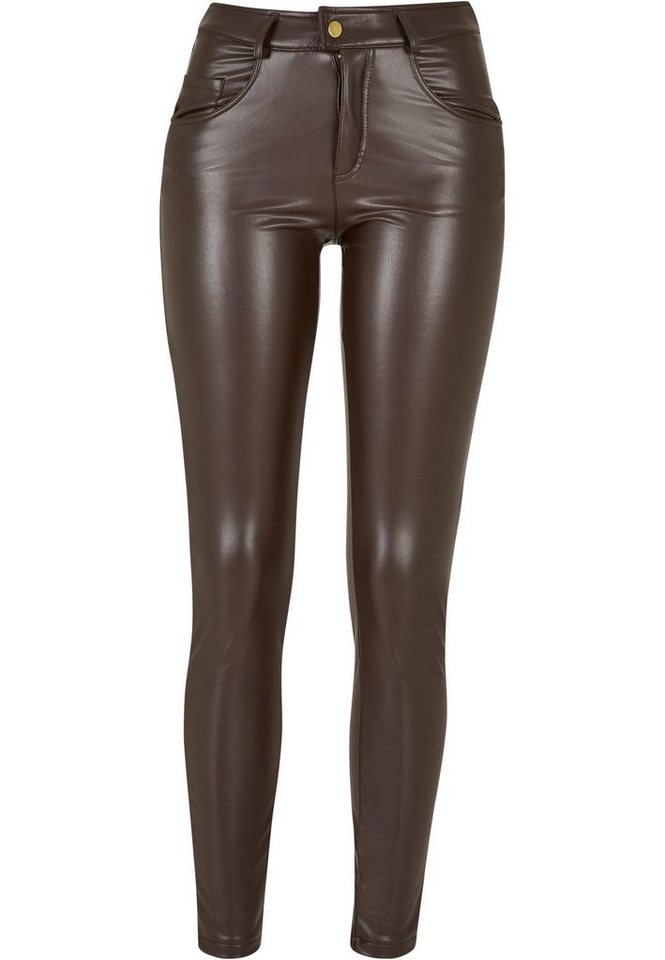 URBAN CLASSICS Stoffhose Urban Classics Damen Ladies Mid Waist Synthetic Leather Pants (1-tlg) von URBAN CLASSICS