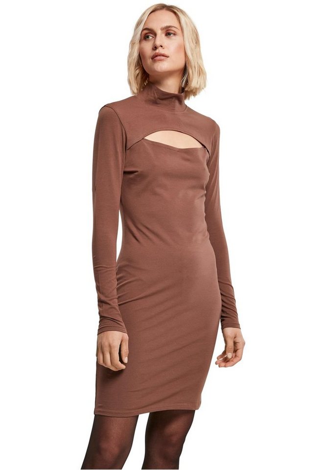 URBAN CLASSICS Jerseykleid Damen Ladies Stretch Jersey Cut-Out Turtleneck Dress (1-tlg) von URBAN CLASSICS