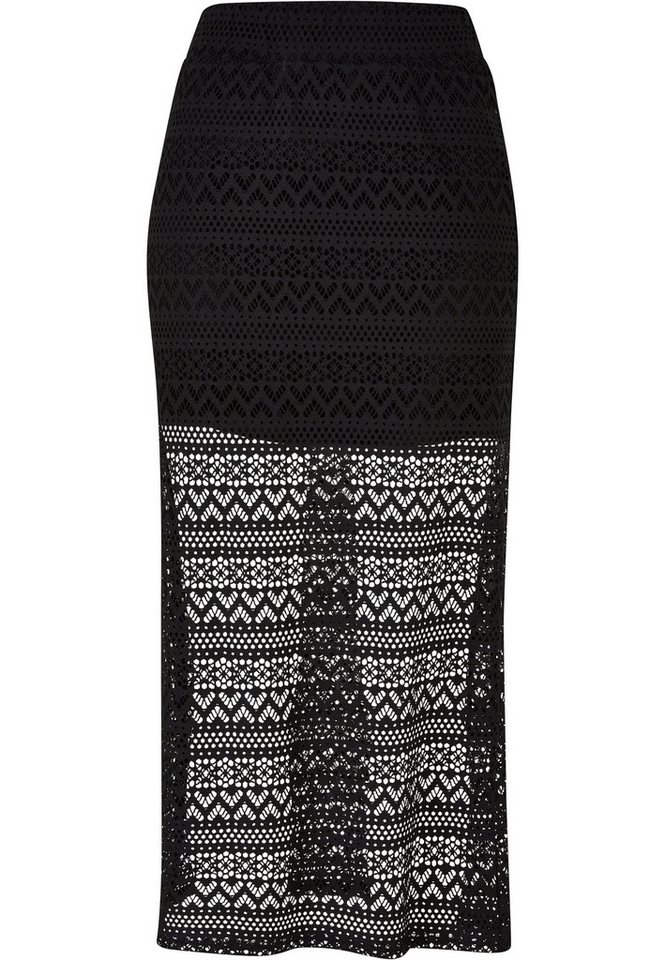 URBAN CLASSICS Jerseyrock Urban Classics Damen Ladies Stretch Crochet Lace Midi Skirt (1-tlg) von URBAN CLASSICS