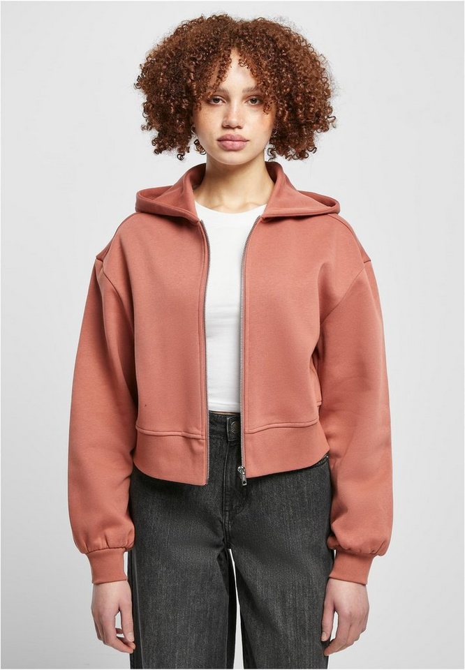 URBAN CLASSICS Kapuzensweatjacke Ladies Short Oversized Zip Jacket Damen Kapuzenjacke von URBAN CLASSICS