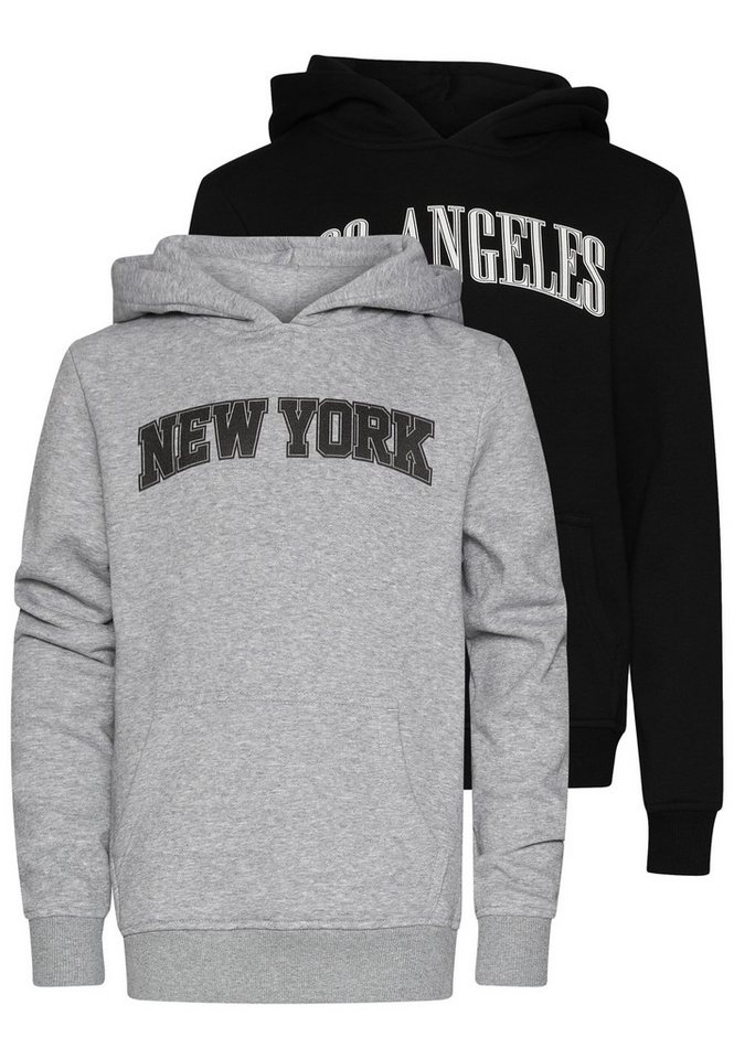 URBAN CLASSICS Kapuzensweatshirt Urban Classics Hoody 2 Pack - langarm - Los Angeles & New York (1-tlg) von URBAN CLASSICS