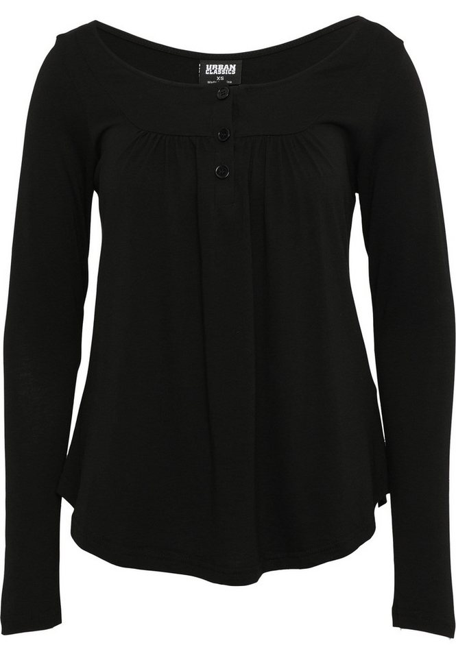 URBAN CLASSICS Kurzarmshirt Urban Classics Damen Ladies Viscose Button Up Longsleeve (1-tlg) von URBAN CLASSICS