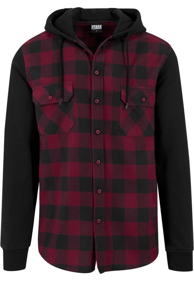 URBAN CLASSICS Langarm-Poloshirt Urban Classics Herren Hooded Checked Flanell Sweat Sleeve Shirt (1-tlg) von URBAN CLASSICS