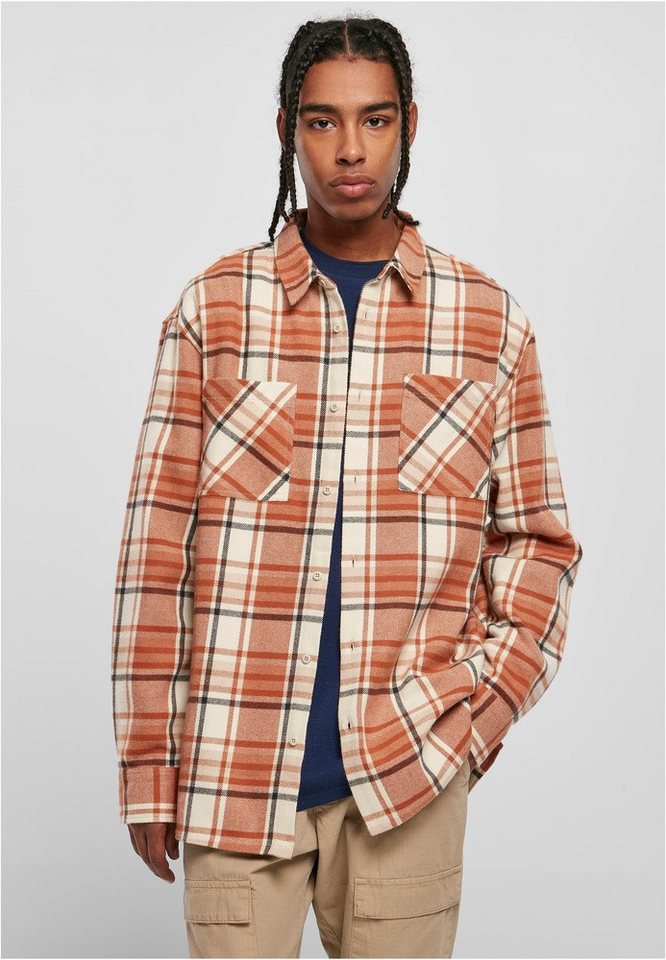 URBAN CLASSICS Langarmhemd Long Oversized Checked Leaves Shirt von URBAN CLASSICS
