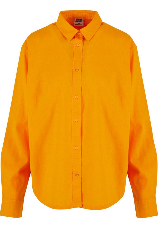 URBAN CLASSICS Langarmhemd Urban Classics Damen Ladies Linen Mixed Oversized Shirt von URBAN CLASSICS