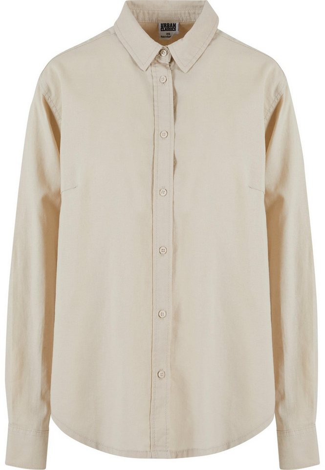 URBAN CLASSICS Langarmhemd Urban Classics Damen Ladies Linen Mixed Oversized Shirt von URBAN CLASSICS