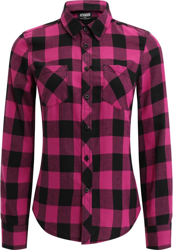 URBAN CLASSICS Langarmhemd Urban Classics Damen Ladies Turnup Checked Flanell Shirt (1-tlg) von URBAN CLASSICS