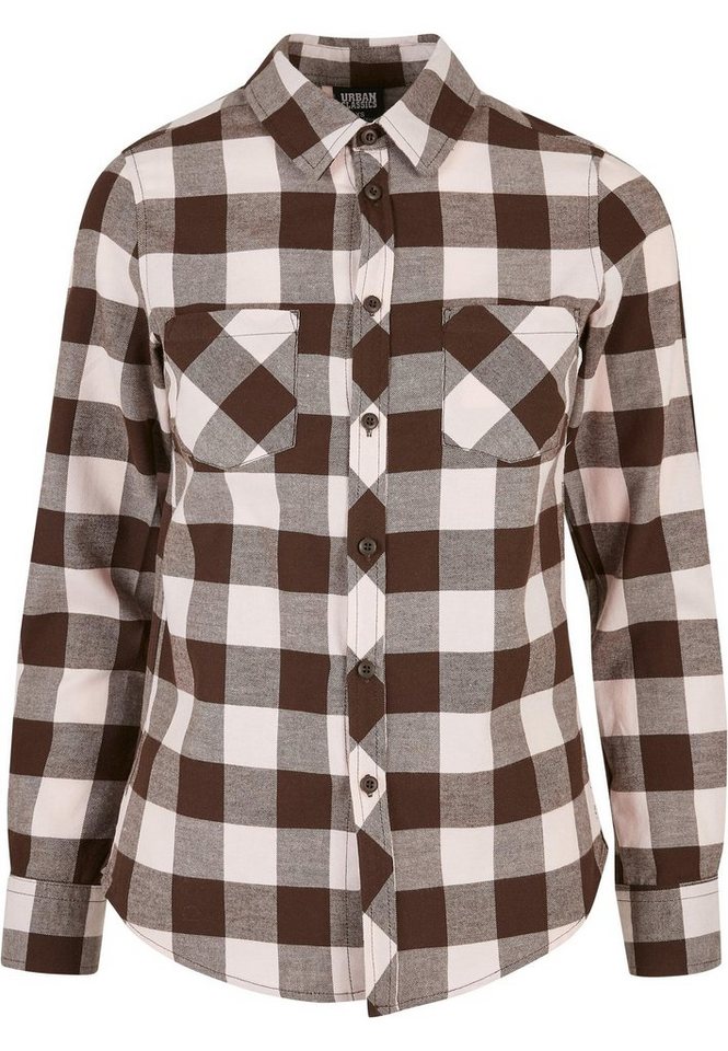 URBAN CLASSICS Langarmhemd Urban Classics Damen Ladies Turnup Checked Flanell Shirt (1-tlg) von URBAN CLASSICS