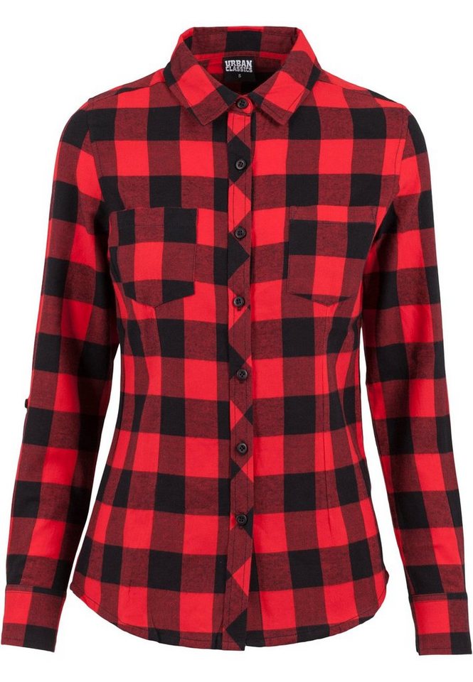 URBAN CLASSICS Langarmhemd Urban Classics Damen Ladies Turnup Checked Flanell Shirt (1-tlg) von URBAN CLASSICS