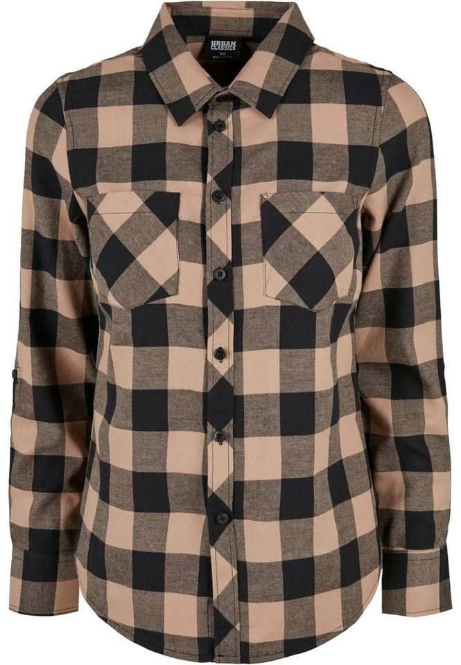 URBAN CLASSICS Langarmhemd Urban Classics Damen Ladies Turnup Checked Flanell Shirt (1-tlg) von URBAN CLASSICS