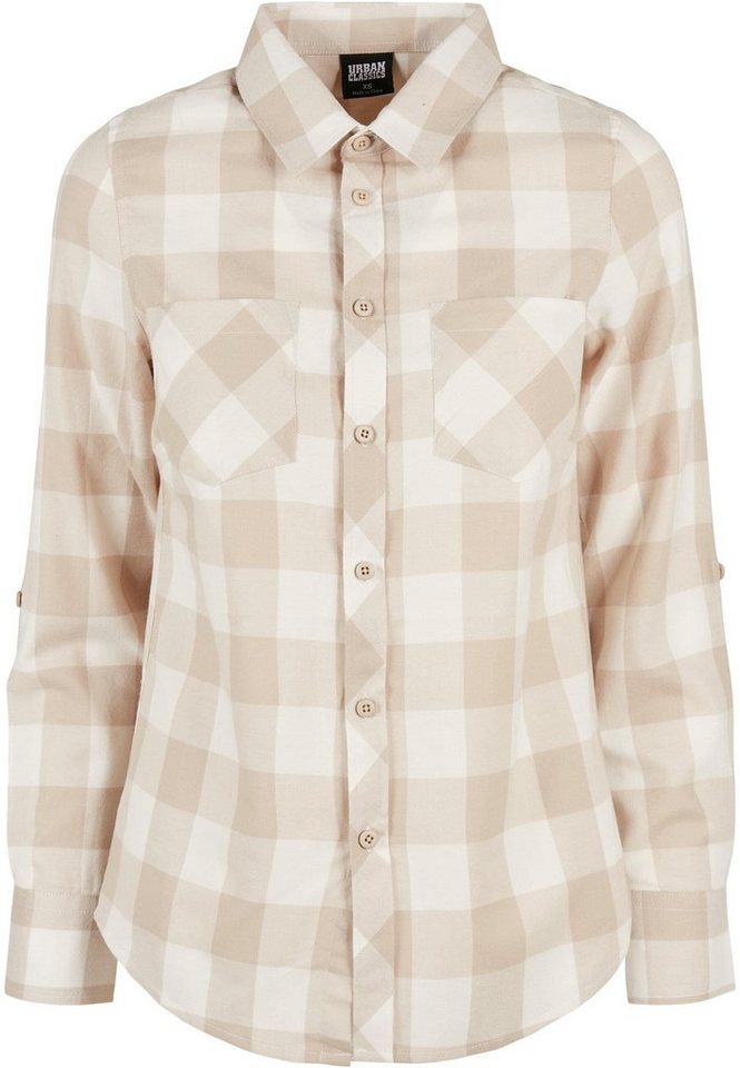 URBAN CLASSICS Langarmhemd Urban Classics Damen Ladies Turnup Checked Flanell Shirt (1-tlg) von URBAN CLASSICS