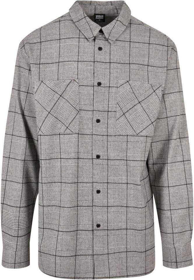 URBAN CLASSICS Langarmhemd Urban Classics Herren Long Oversized Checked Greyish Shirt (1-tlg) von URBAN CLASSICS