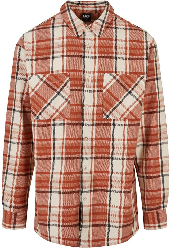 URBAN CLASSICS Langarmhemd Urban Classics Herren Long Oversized Checked Leaves Shirt (1-tlg) von URBAN CLASSICS
