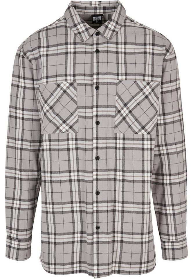 URBAN CLASSICS Langarmhemd Urban Classics Herren Long Oversized Grey Check Shirt (1-tlg) von URBAN CLASSICS
