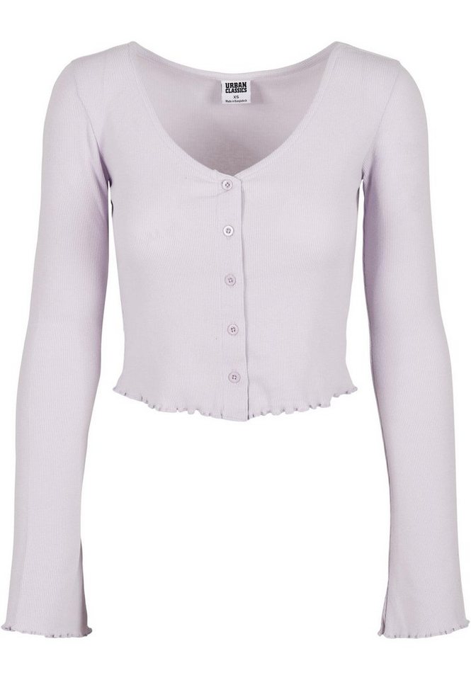 URBAN CLASSICS Langarmshirt Urban Classics Damen Ladies Cropped Rib Cardigan (1-tlg) von URBAN CLASSICS