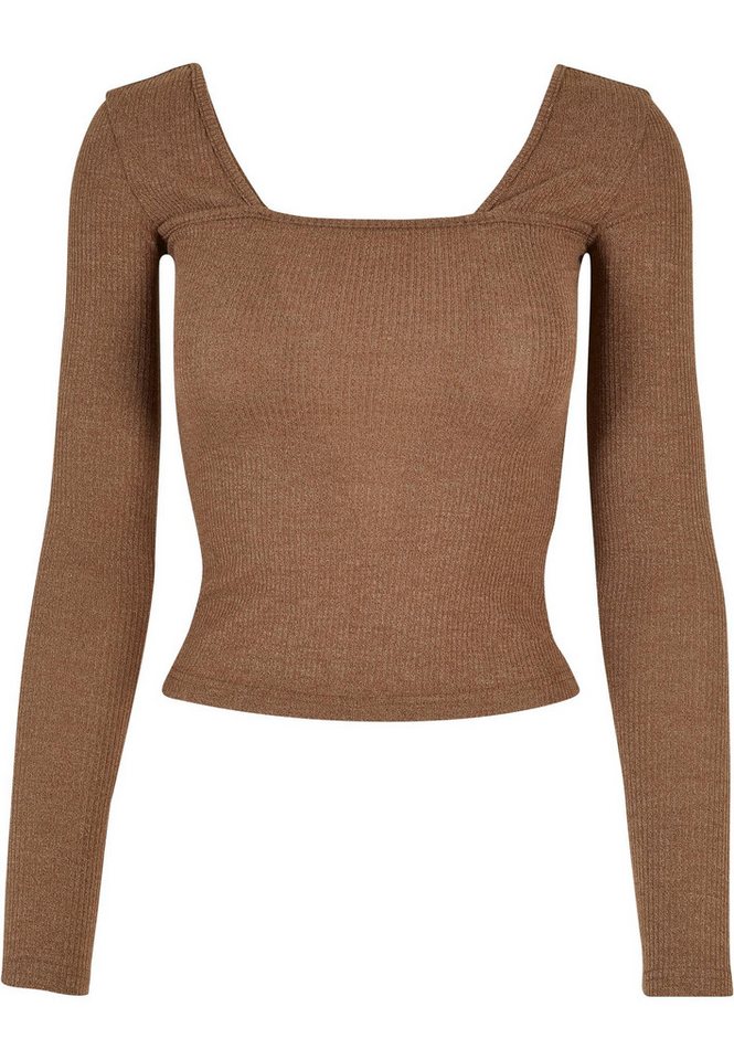 URBAN CLASSICS Longsleeve Urban Classics Damen Ladies Rib Squared Neckline Longsleeve (1-tlg) von URBAN CLASSICS