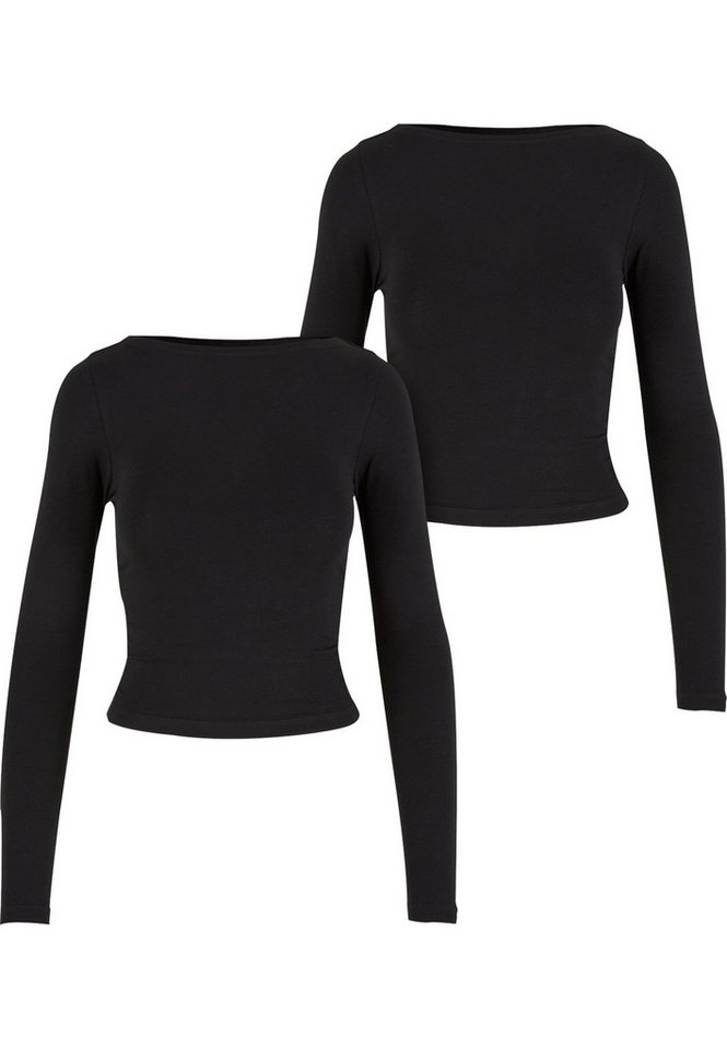 URBAN CLASSICS Longsleeve Urban Classics Ladies Ruffled Super Slim Longsleeve 2-Pack (1-tlg) von URBAN CLASSICS