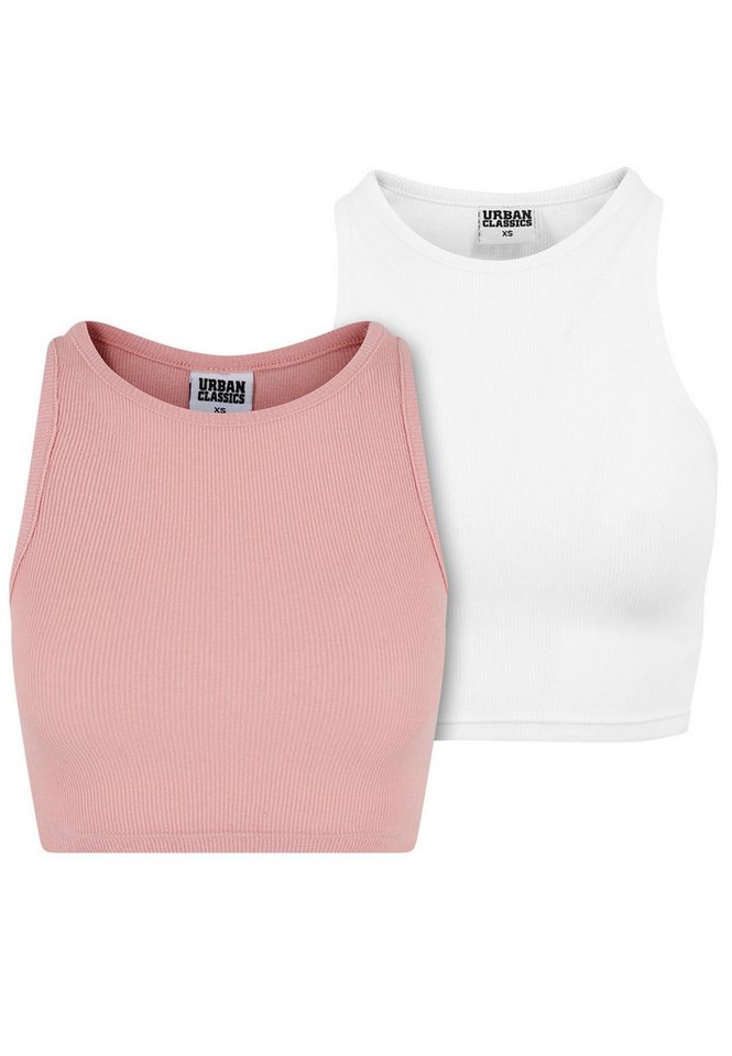 URBAN CLASSICS Muskelshirt Urban Classics Damen Ladies Cropped Rib Top 2-Pack (1-tlg) von URBAN CLASSICS