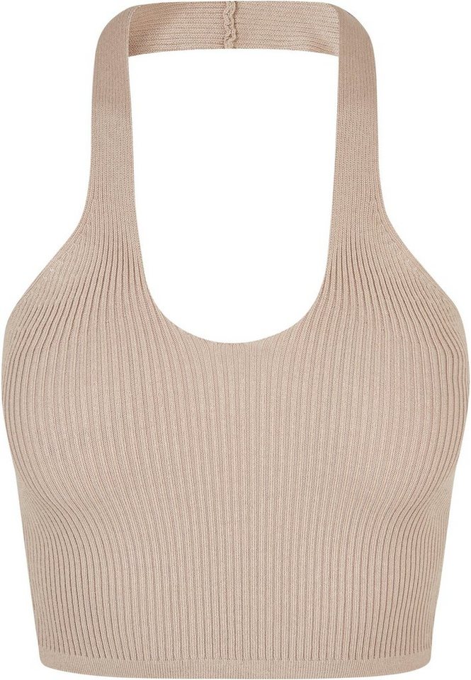 URBAN CLASSICS Muskelshirt Urban Classics Damen Ladies Rib Knit Crossed Neckholder Top (1-tlg) von URBAN CLASSICS